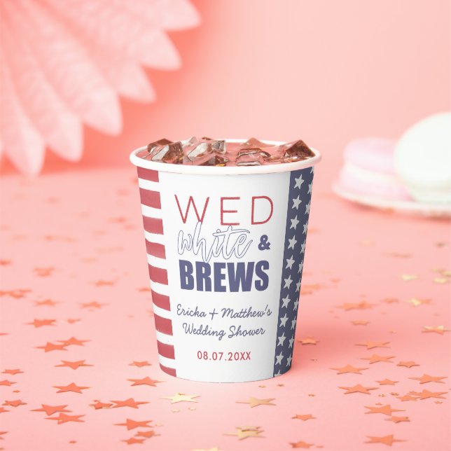 Wed White And Brews 4th July Couples Shower Paper Cups (Insitu)