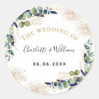 Weddding eucalyptus greenery glitter monogram