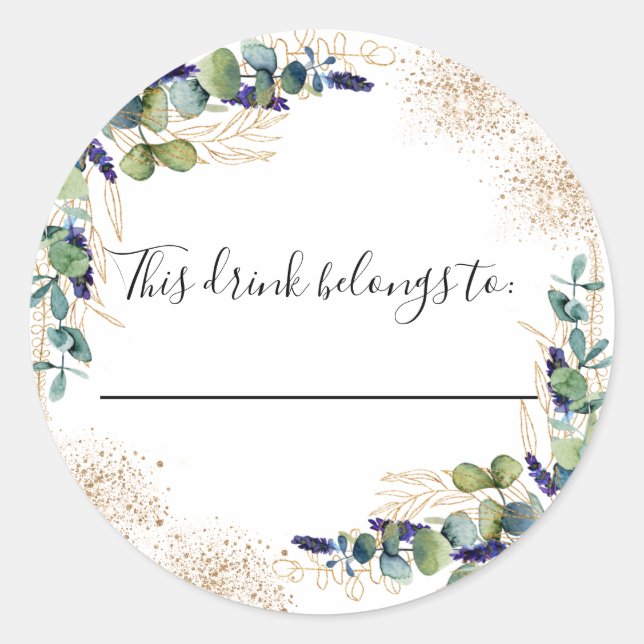 Weddding eucalyptus this drink belongs to classic round sticker (Front)