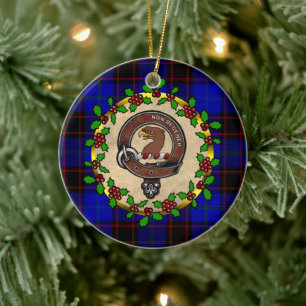 Wedderburn Badge/Tartan Personalised Christmas Ceramic Tree Decoration