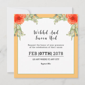 Weddign Square Gatefold Invitation Card 