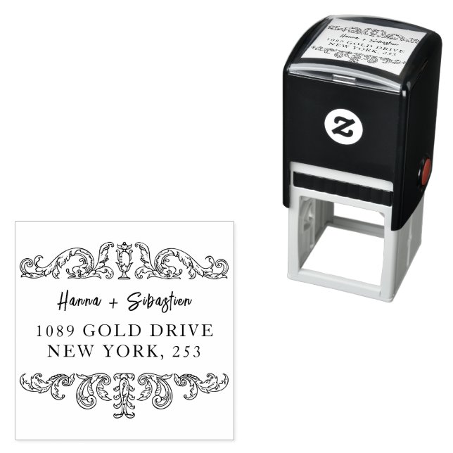 weddin Couple Names Simple Typography Wedding Self-inking Stamp (In Situ)