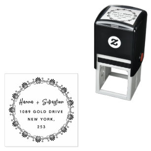 weddin Couple Names Simple Typography Wedding Self-inking Stamp