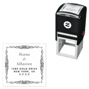 weddin Couple Names Simple Typography Wedding Self-inking Stamp