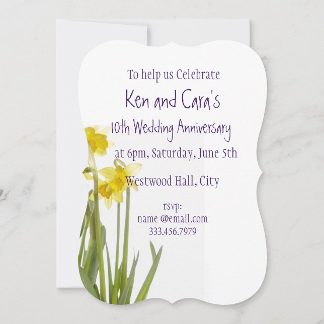 Wedding 10th  Anniversary Daisy Garden Flower  Invitation (Back)