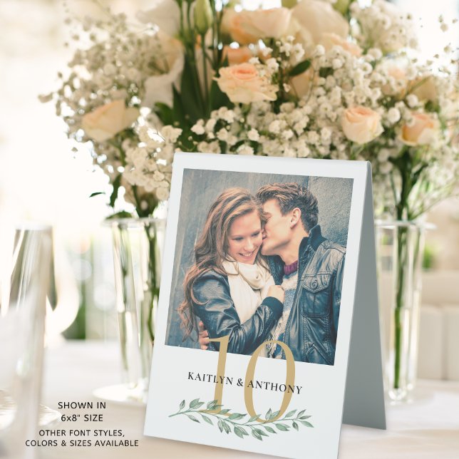 Wedding 1 or 2 Photos Greenery Gold Names Number (Creator Uploaded)
