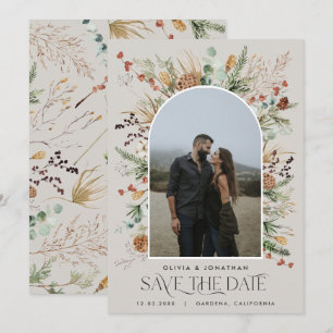 Wedding 1 photo arch watercolor botanical floral save the date