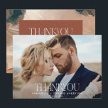 Wedding 1 photo thank you terracotta teal painted card<br><div class="desc">Modern typography 1 photo wedding thank you terracotta teal painterly modern card. Part of a modern collection.</div>