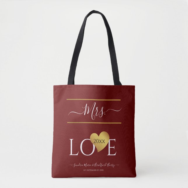 Wedding 1st first Christmas Name  Mrs  Tote Bag (Front)