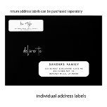 Wedding 24 guest address ROUNDED white labels<br><div class="desc">Personalised simple minimal individual wedding guests' address white labels (24 recipients) with ROUNDED CORNERS for invitation mailings,  with trendy modern minimalist typography in formal classic black and white.       The size of one label is cca 4.2 x 1.7 inches for a 14 x 14 inches sheet (Extra-Large)</div>
