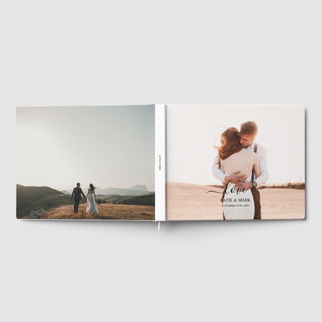 Wedding 2 Photo Memory Love Script Wedding Guest Book (Full)