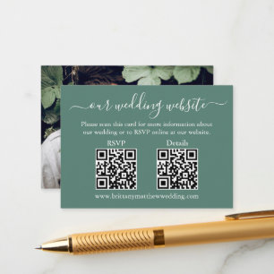 Wedding 2 QR RSVP Details Photo Eucalyptus Green Enclosure Card