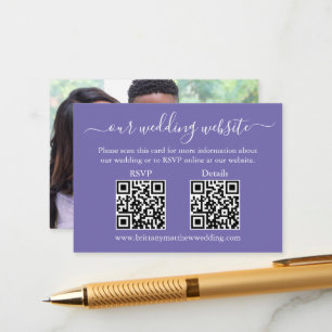 Wedding 2 QR RSVP Details Photo Periwinkle Enclosure Card