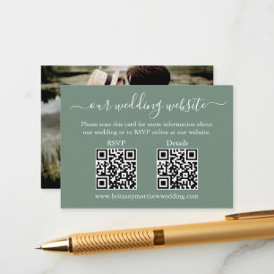 Wedding 2 QR RSVP Details Photo Sage Green Enclosure Card