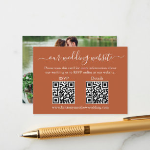 Wedding 2 QR RSVP Details Photo Terracotta Enclosure Card