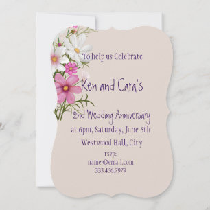 Wedding 2nd  Anniversary Daisy Garden Flower Invitation