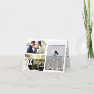 Wedding 3 Photo Collage Thank You Card