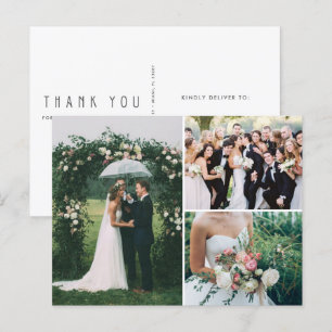 Wedding 3 Photo Collage Thank You  Postcard