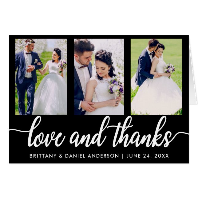 Wedding 3 Photo Love and Thanks Folded (Front Horizontal)
