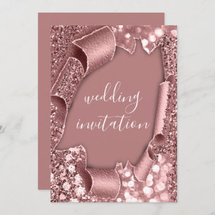 Wedding 3D Cart Effect Frame Rose Blush Royals Invitation