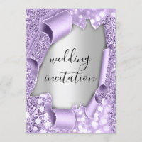 Wedding 3D Effect Elegant Purple  Silver Glitter