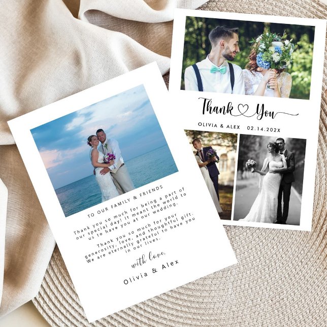  Wedding 4 Photo Collage  Thank You Card (Creator Uploaded)