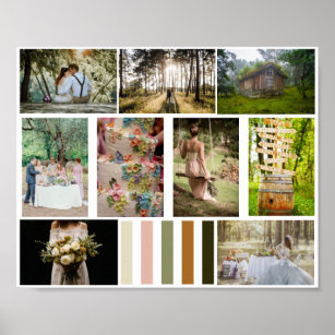 Wedding 9 Photo Template Mood Board Colour Swatche Poster