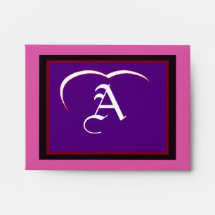 Wedding "A" White White Heart Purple Red Black Envelopes
