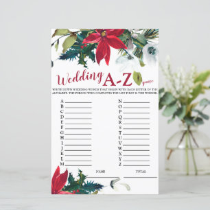 Wedding A-Z Christmas Poinsettia Bridal Game