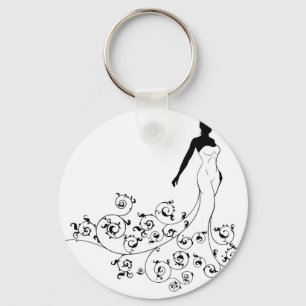 Wedding Abstract Bride Silhouette Key Ring