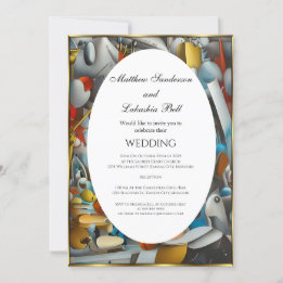 Wedding Abstract colourful Elegant Modern Invitation