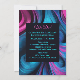 Wedding-Abstract Fluid Art-Blue and Pink- Invitation