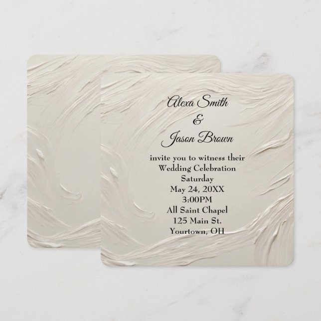 Wedding Abstract Ivory Texture Invitation (Front/Back)