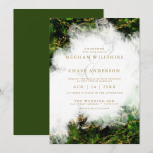 Wedding Abstract Stunning Emerald Crystal Agate Invitation