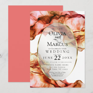 WEDDING Abstract Watercolor Autumn Colours 3 Invitation