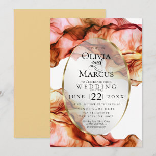WEDDING Abstract Watercolor Autumn Colours 5 Invitation