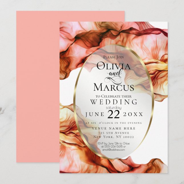 WEDDING | Abstract Watercolor Autumn Colours 6 Invitation (Front/Back)