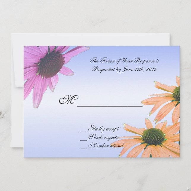 wedding acceptance card, daisy flowers invitation (Front)
