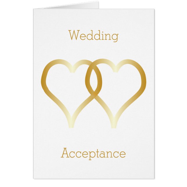 Wedding Acceptance Card Gold Hearts (Front)