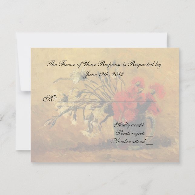 wedding acceptance card, van gogh flowers RSVP card (Front)