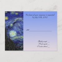 wedding acceptance card, van gogh starry night