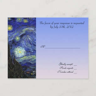 wedding acceptance card, van gogh starry night postcard