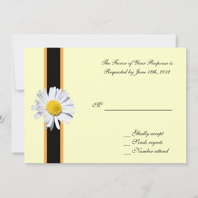 wedding acceptance card, white daisy flower invitation (Front)