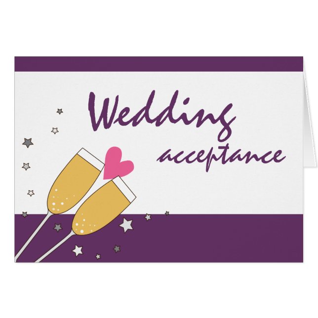 Wedding Acceptance Champagne Toast- Purple (Front Horizontal)