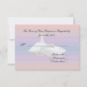 wedding acceptance RSVP card, two white geese Card