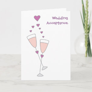 Wedding acceptance simple champagne toast card