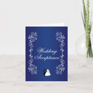Wedding Acceptance Thank You Card Blue Bride Groom