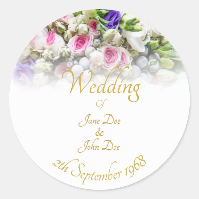 Wedding Accessories - Bride with colourful wedding Classic Round Sticker (Front)