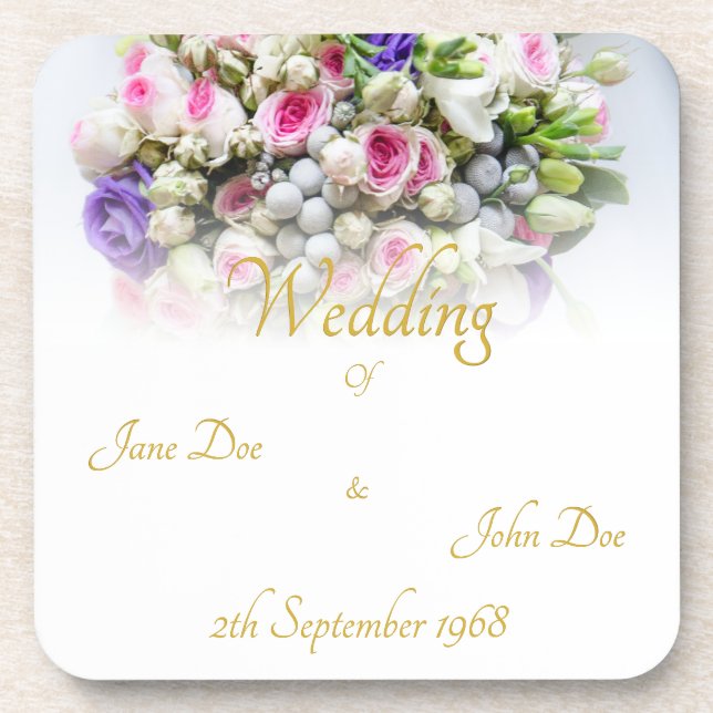 Wedding Accessories - Bride with colourful wedding Coaster (Front)