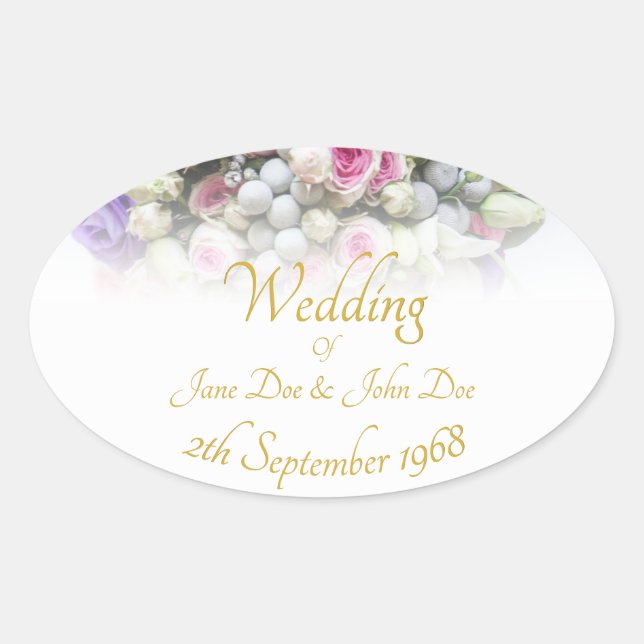Wedding Accessories - Bride with colourful wedding Oval Sticker (Front)